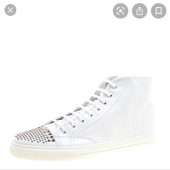 Gucci White Studded California High Top Sneakers - Picture 1 of 11